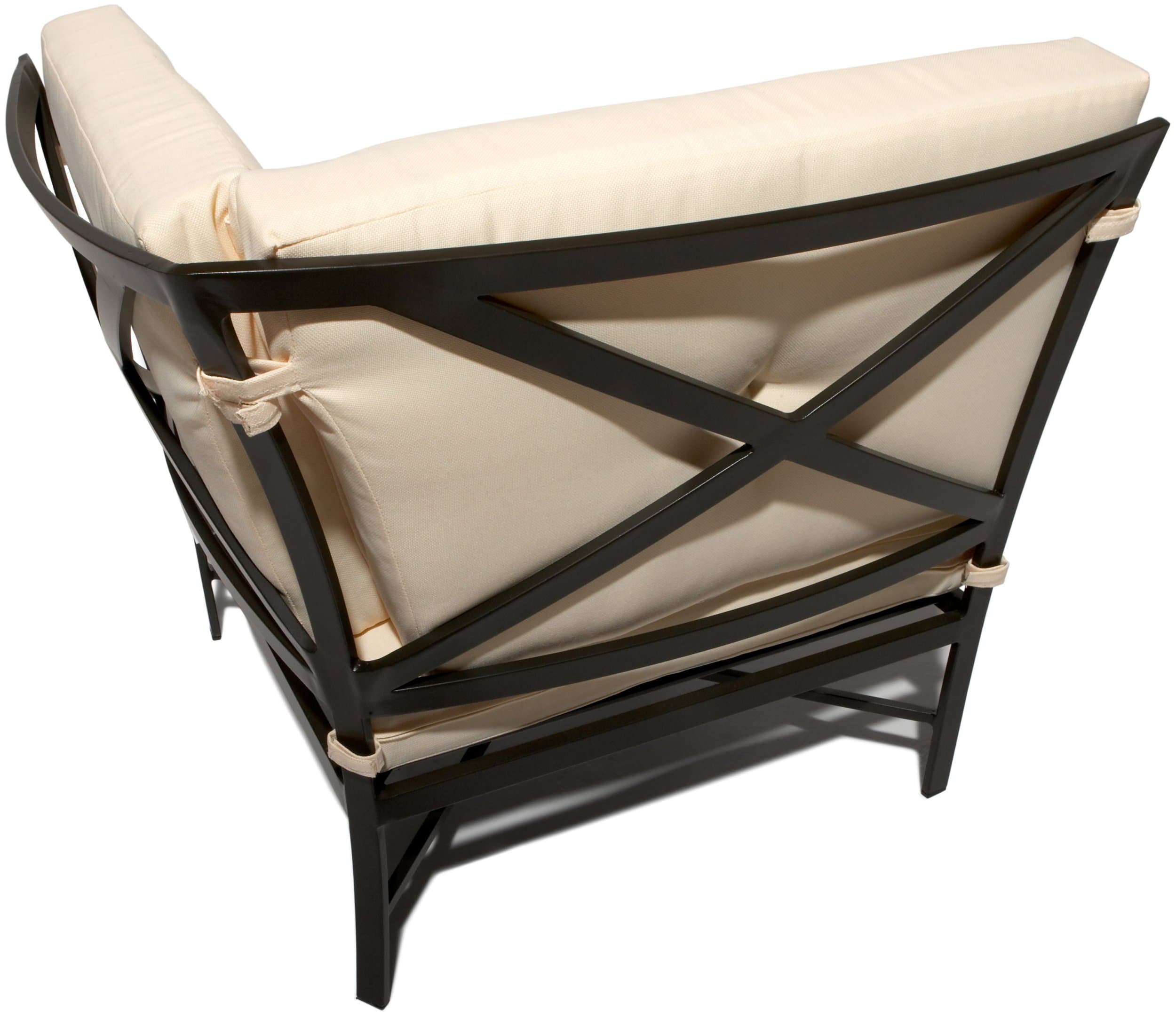 Strathwood Falkner Sectional Corner Lounge Chair — back of chair and cushion straps.