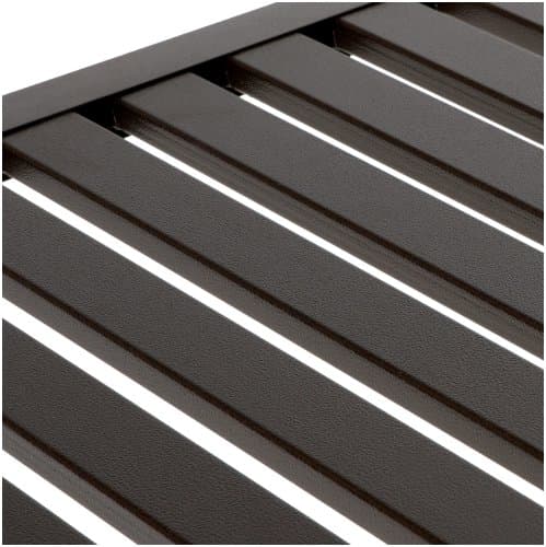 Strathwood Falkner 72-Inch Dining Table with Umbrella Hole — close view of the slatted top.