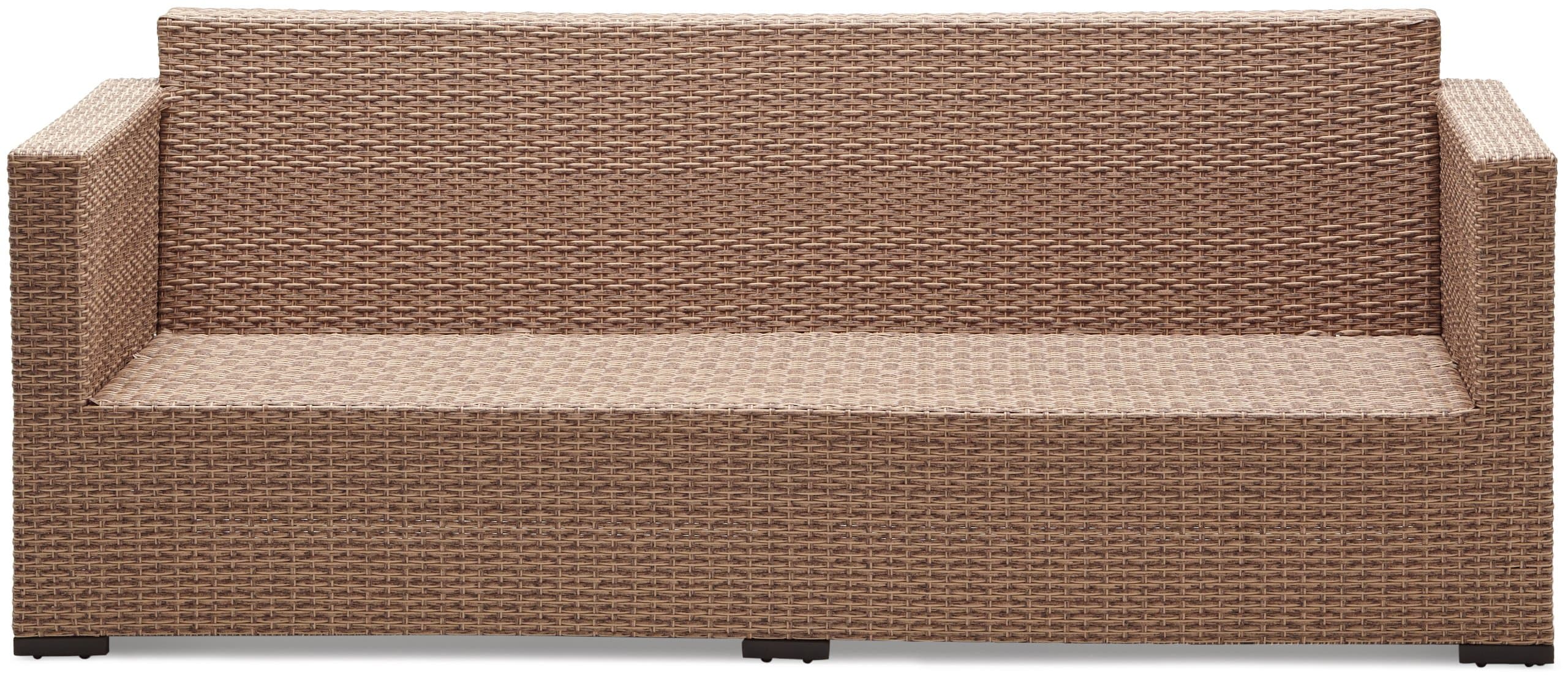 Strathwood Griffen All-Weather Wicker 3-Seater Sofa, Natural — sofa shell with cushions removed.
