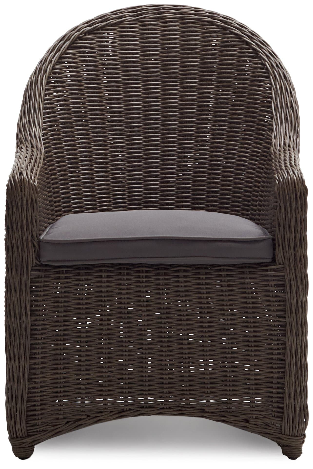Strathwood Hayden All-Weather Wicker Bistro Chair — straight-on cushioned seat.