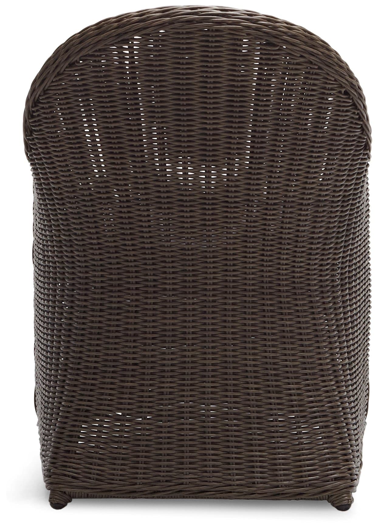 Strathwood Hayden All-Weather Wicker Bistro Chair — back of wicker chair.
