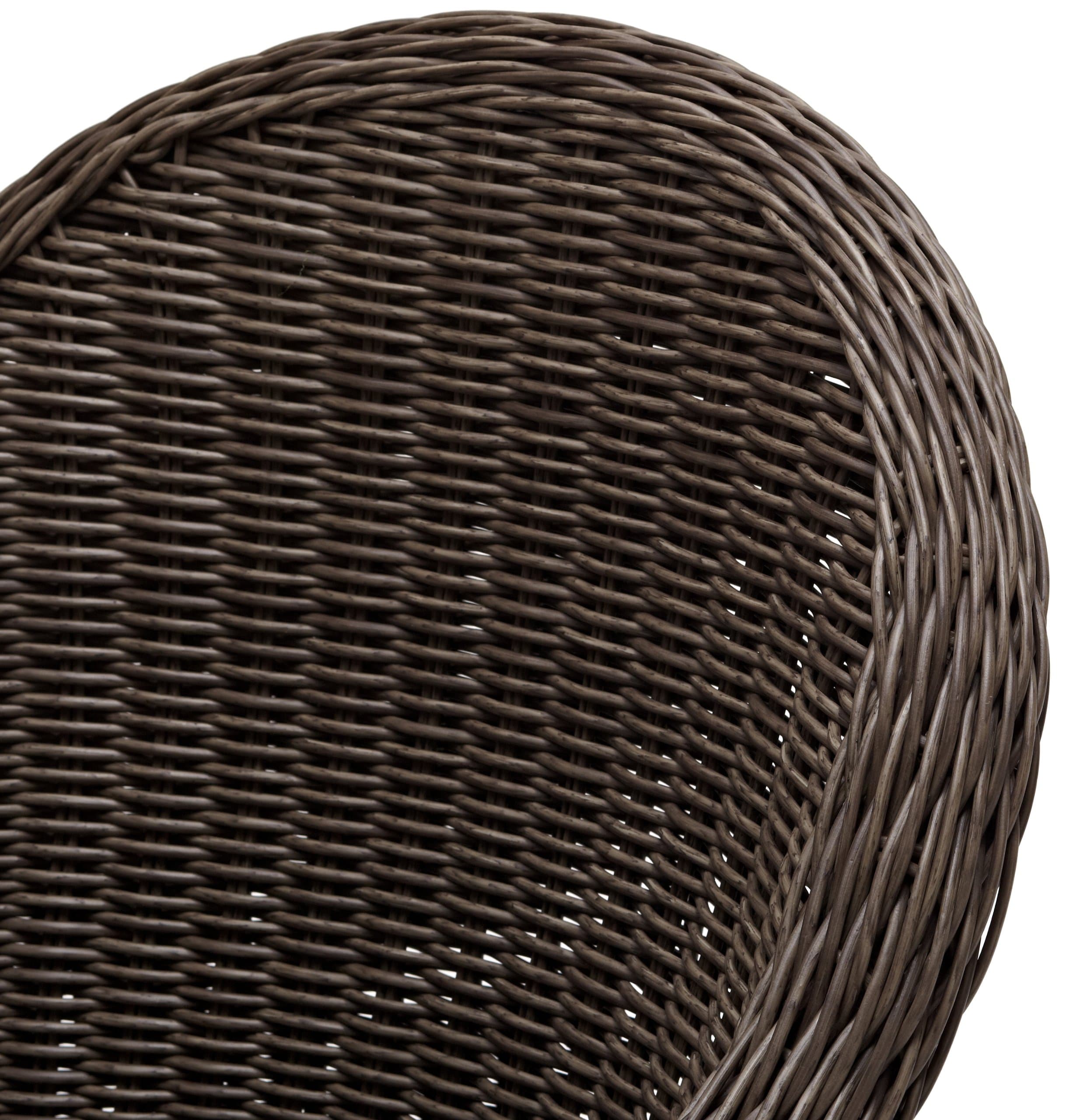 Strathwood Hayden All-Weather Wicker Bistro Chair — close view of curved wicker back.