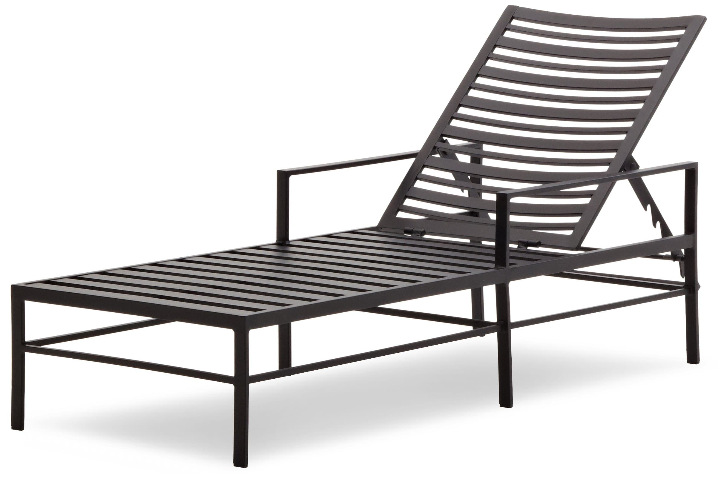 Strathwood Rhodes Chaise Lounge Chair — bare slatted frame with back raised.