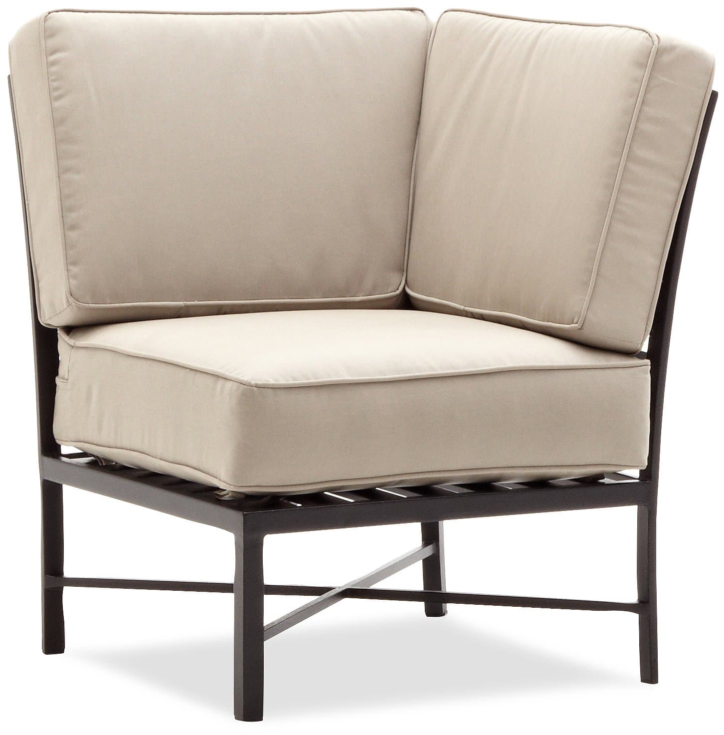 Strathwood Rhodes Sectional, Corner Chair — cushioned corner chair at an angle.