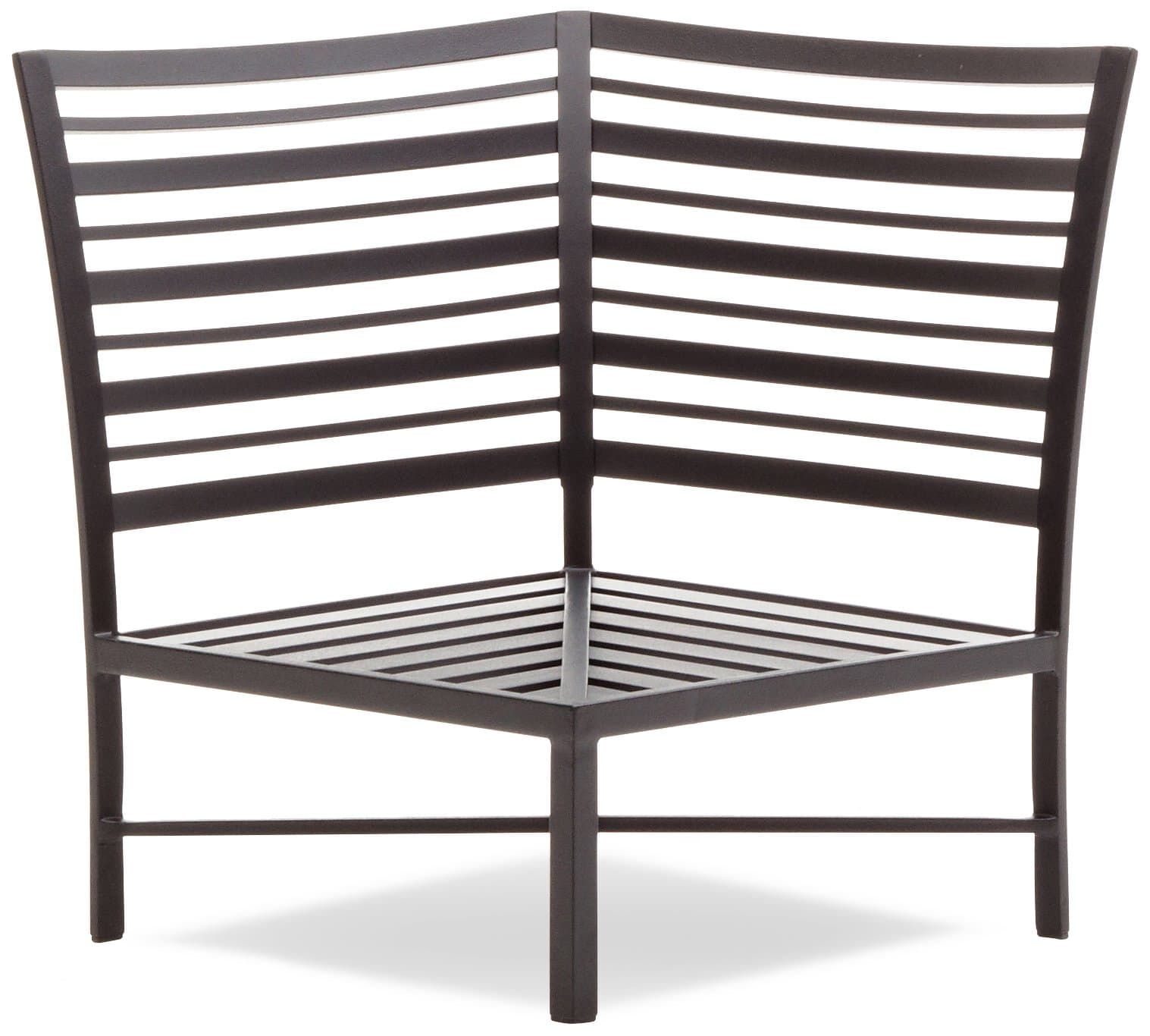 Strathwood Rhodes Sectional, Corner Chair — bare slatted corner-chair frame.