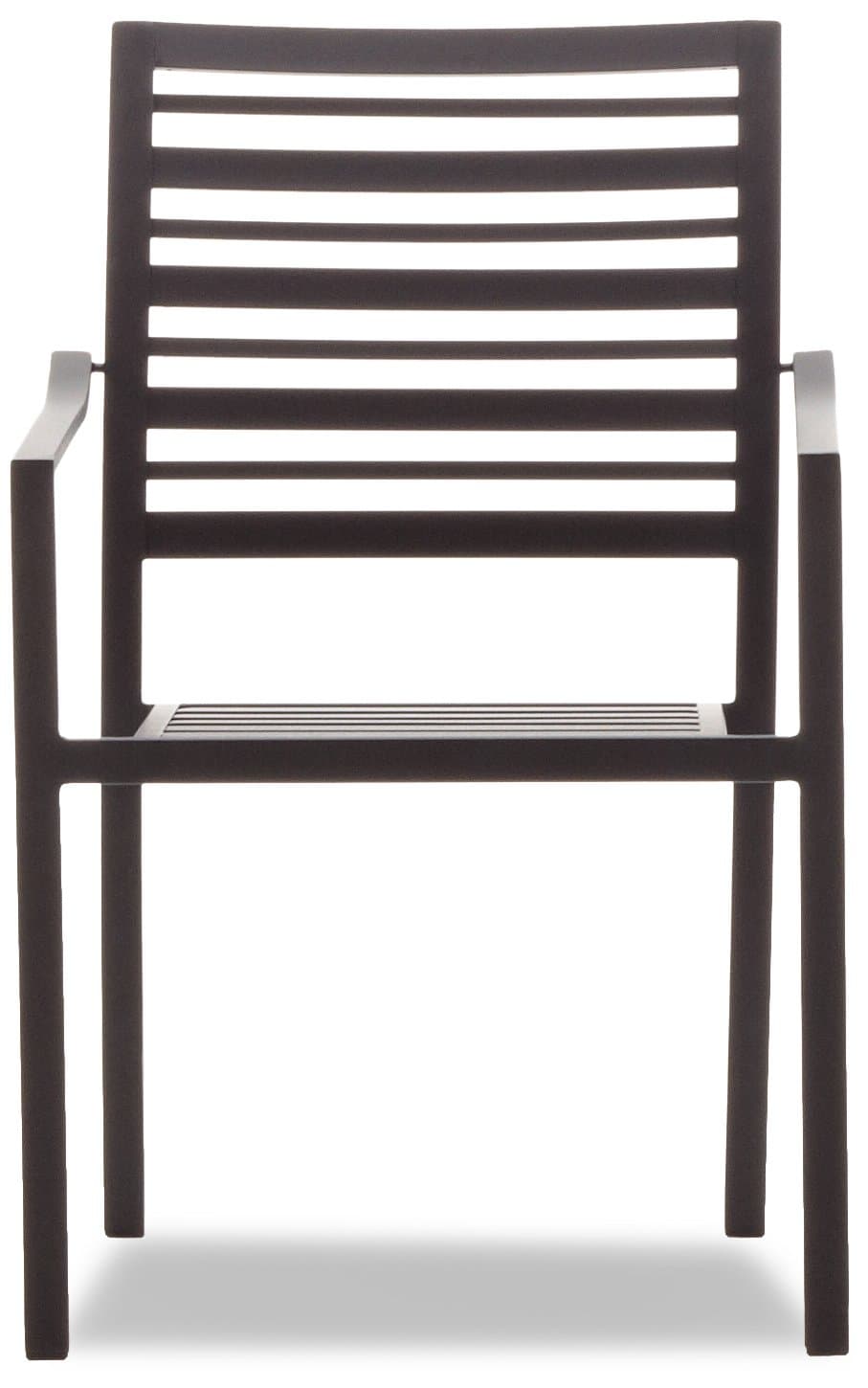 Strathwood Rhodes Dining Arm Chair, Set of 2 — straight-on chair with cushion removed.