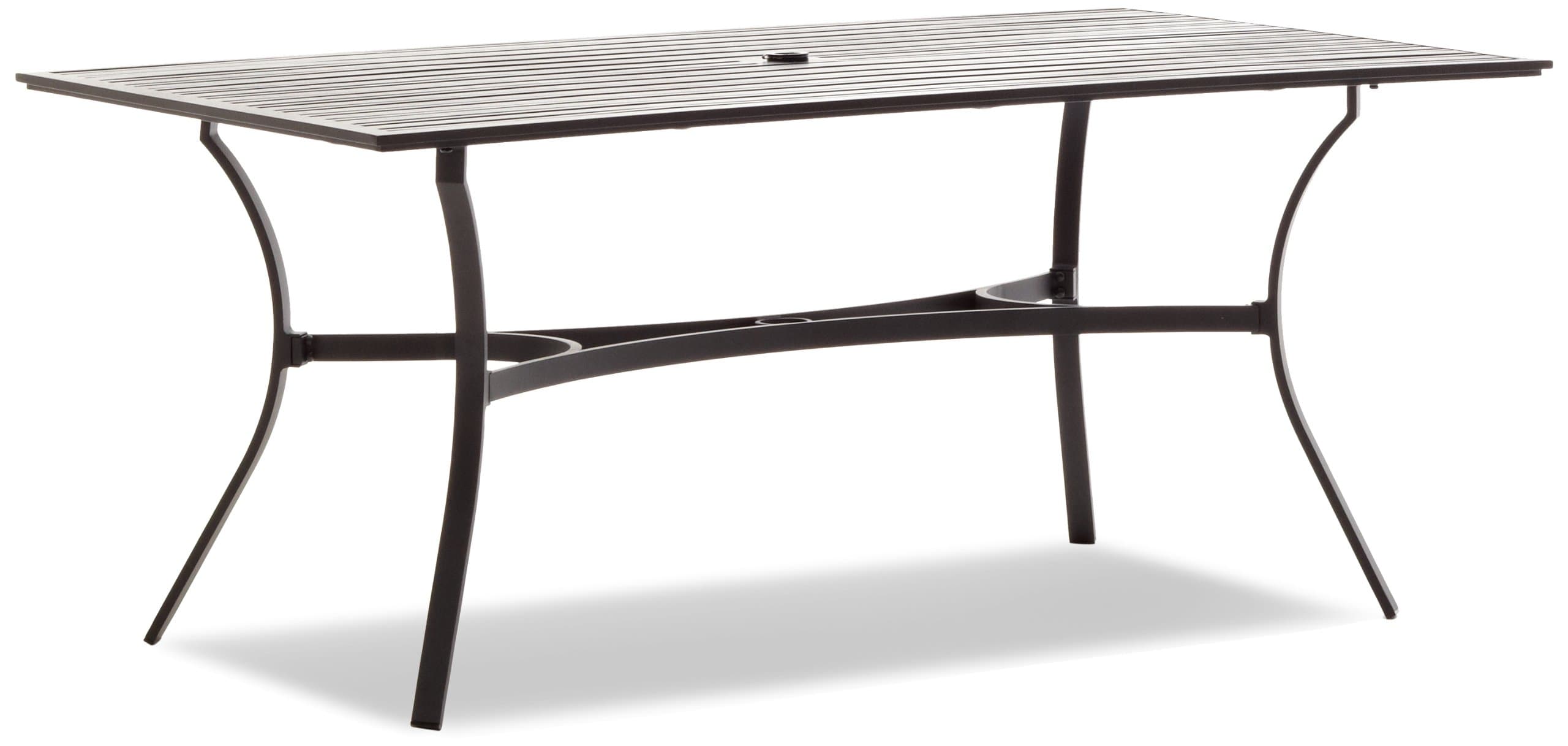 Strathwood Rhodes Rectangular Dining Table — angled full rectangular table.
