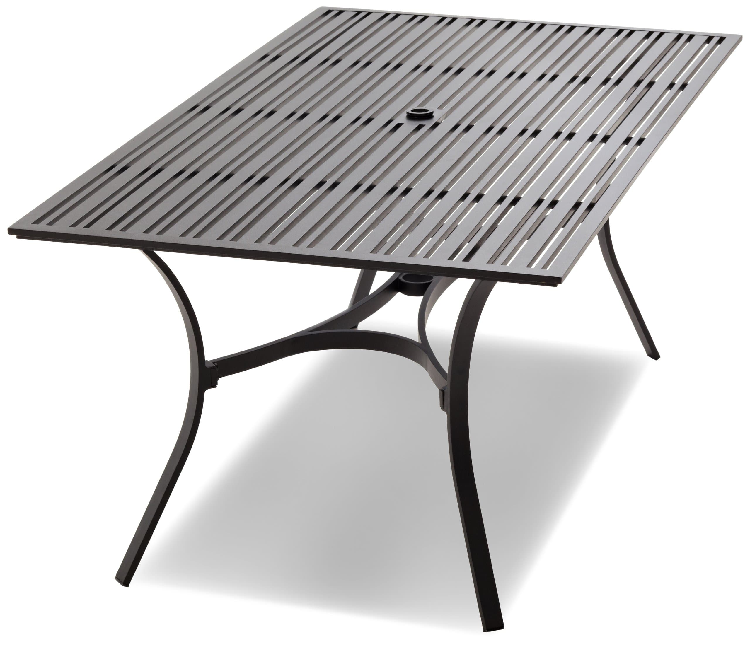 Strathwood Rhodes Rectangular Dining Table — overhead slatted tabletop.