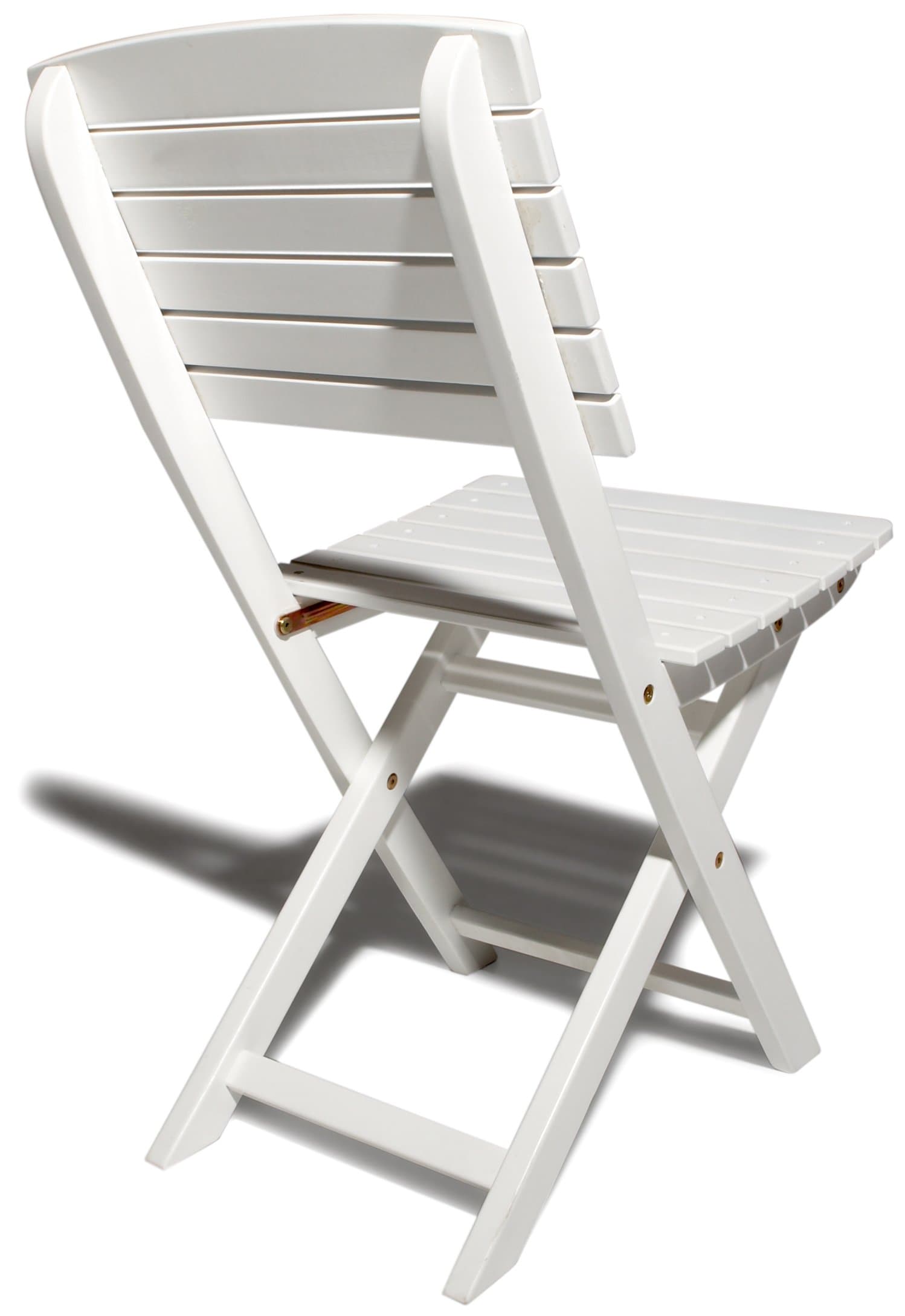 Strathwood Sheffield Folding Chairs, Set of 2, White — straight-on view of open chair.