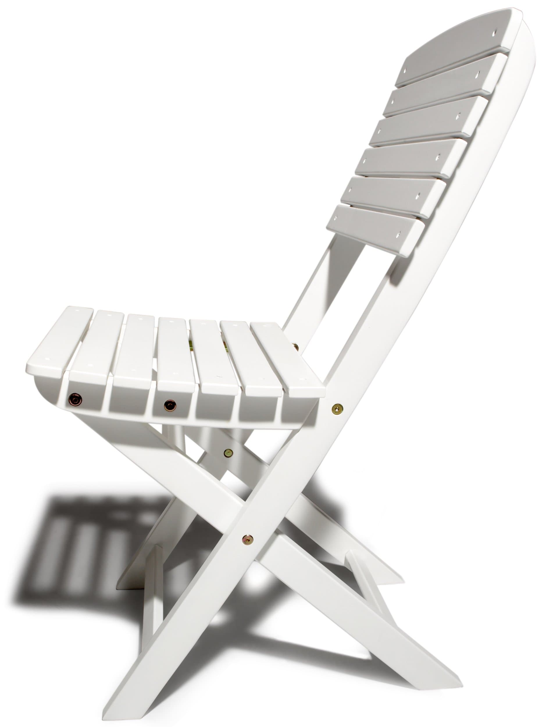 Strathwood Sheffield Folding Chairs, Set of 2, White — open folding chair in profile.