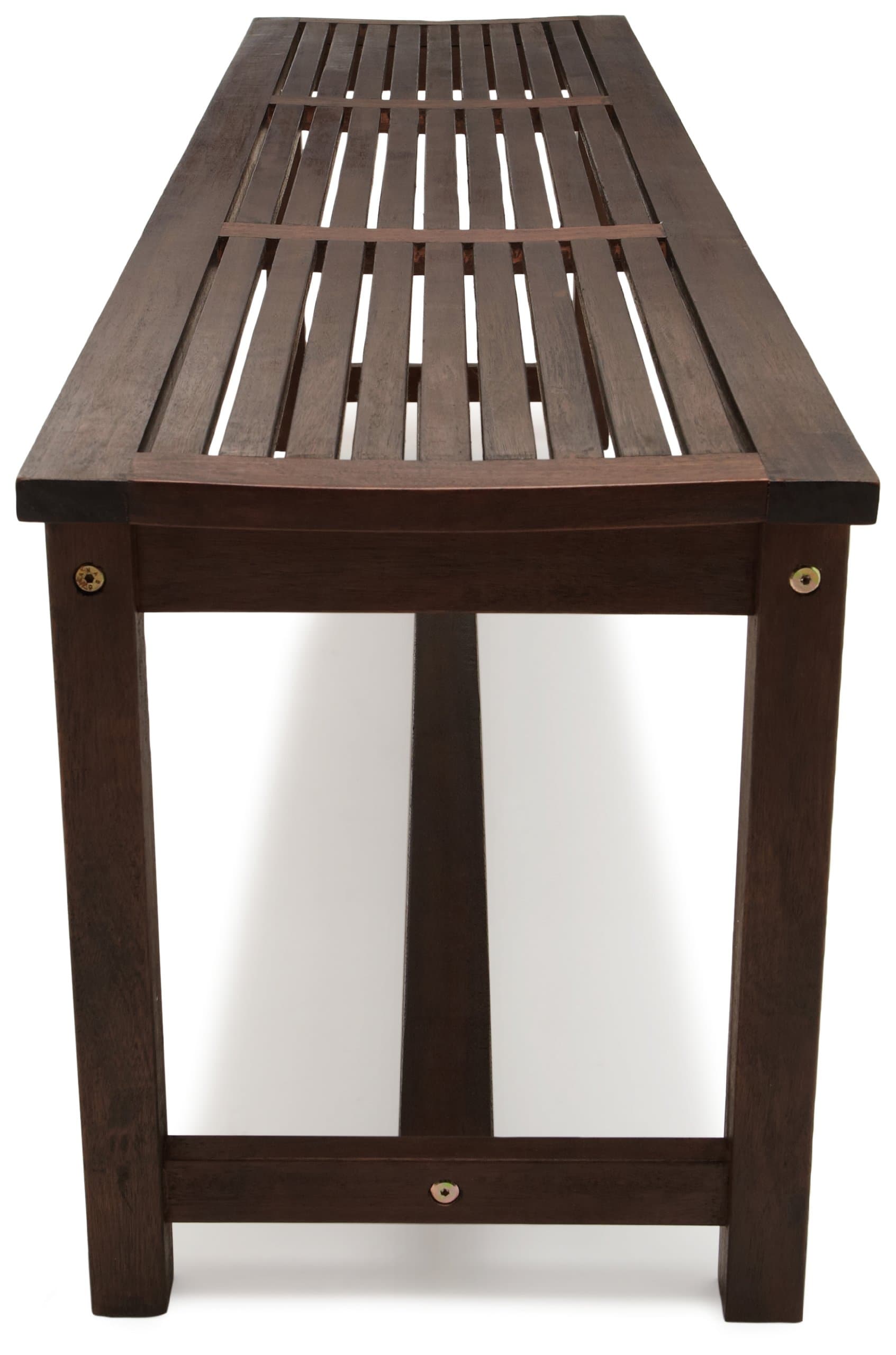 Strathwood Blakely Bench — bench viewed from its narrow end.