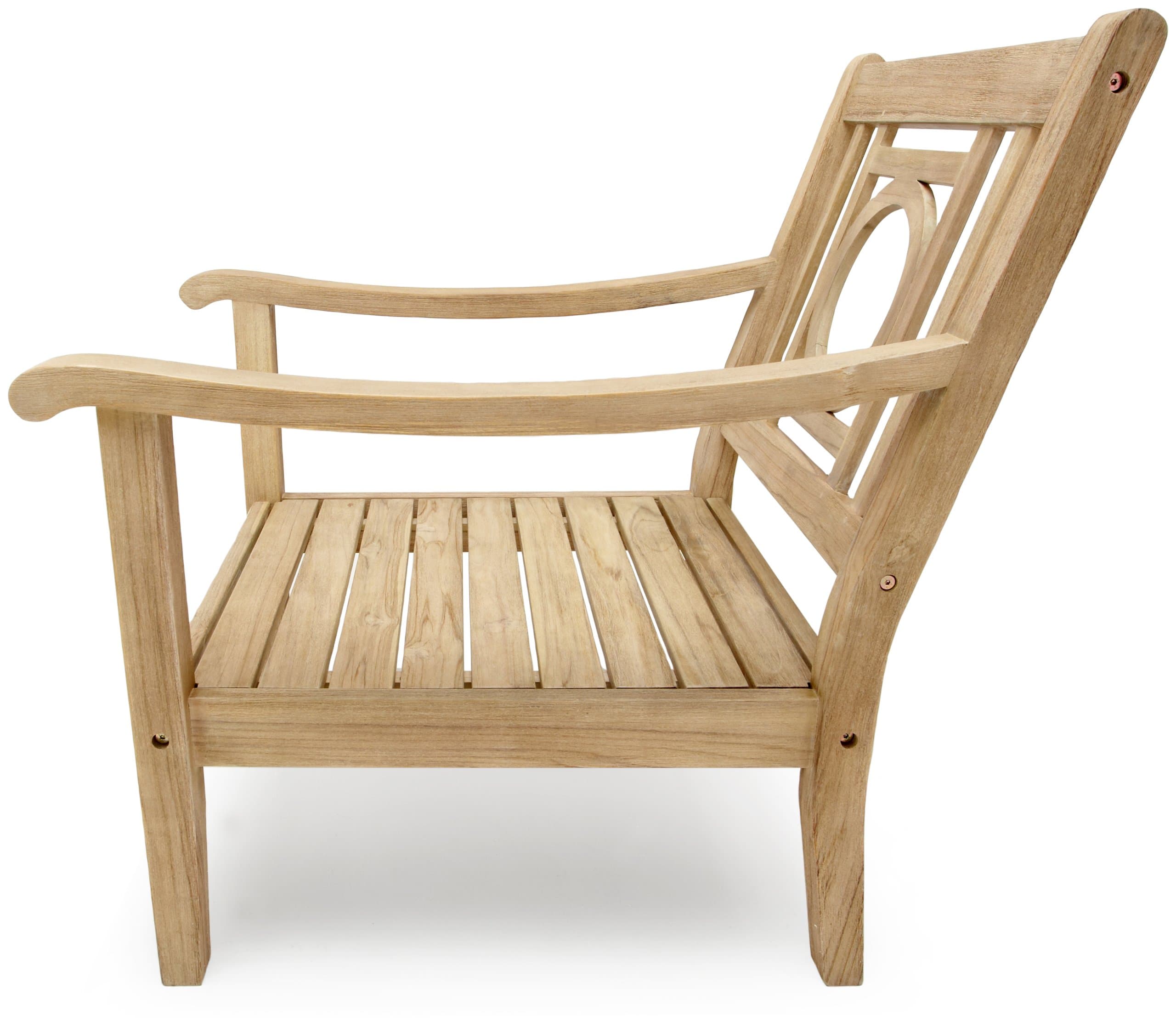 Strathwood Signature Tavolara Teak Deep Seat Chair — chair in profile.