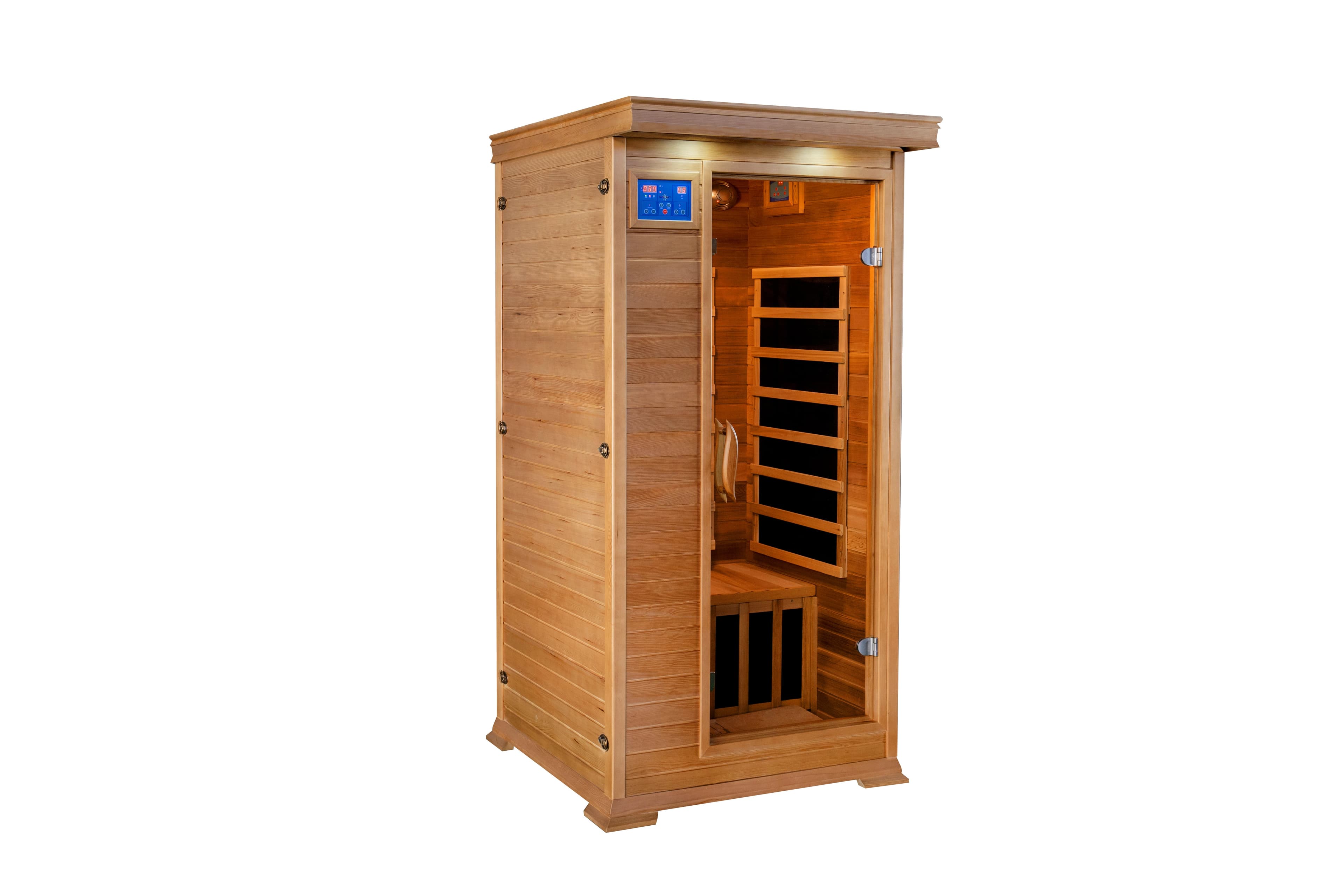 SunRay Sedona 1–2 Person Infrared Cedar Sauna — exterior opposite angle
