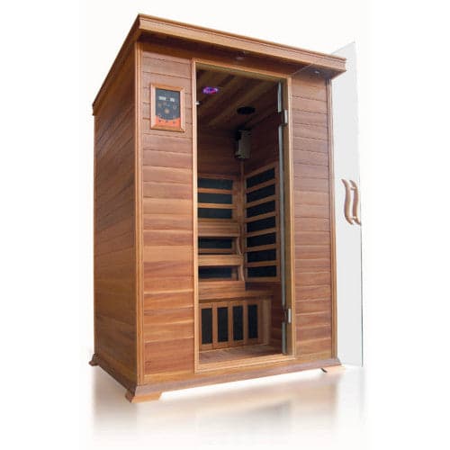 SunRay Sierra 2 Person Infrared Cedar Sauna — exterior three-quarter view