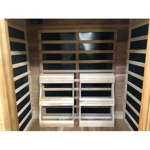 SunRay Sierra 2 Person Infrared Cedar Sauna — interior backrest and bench