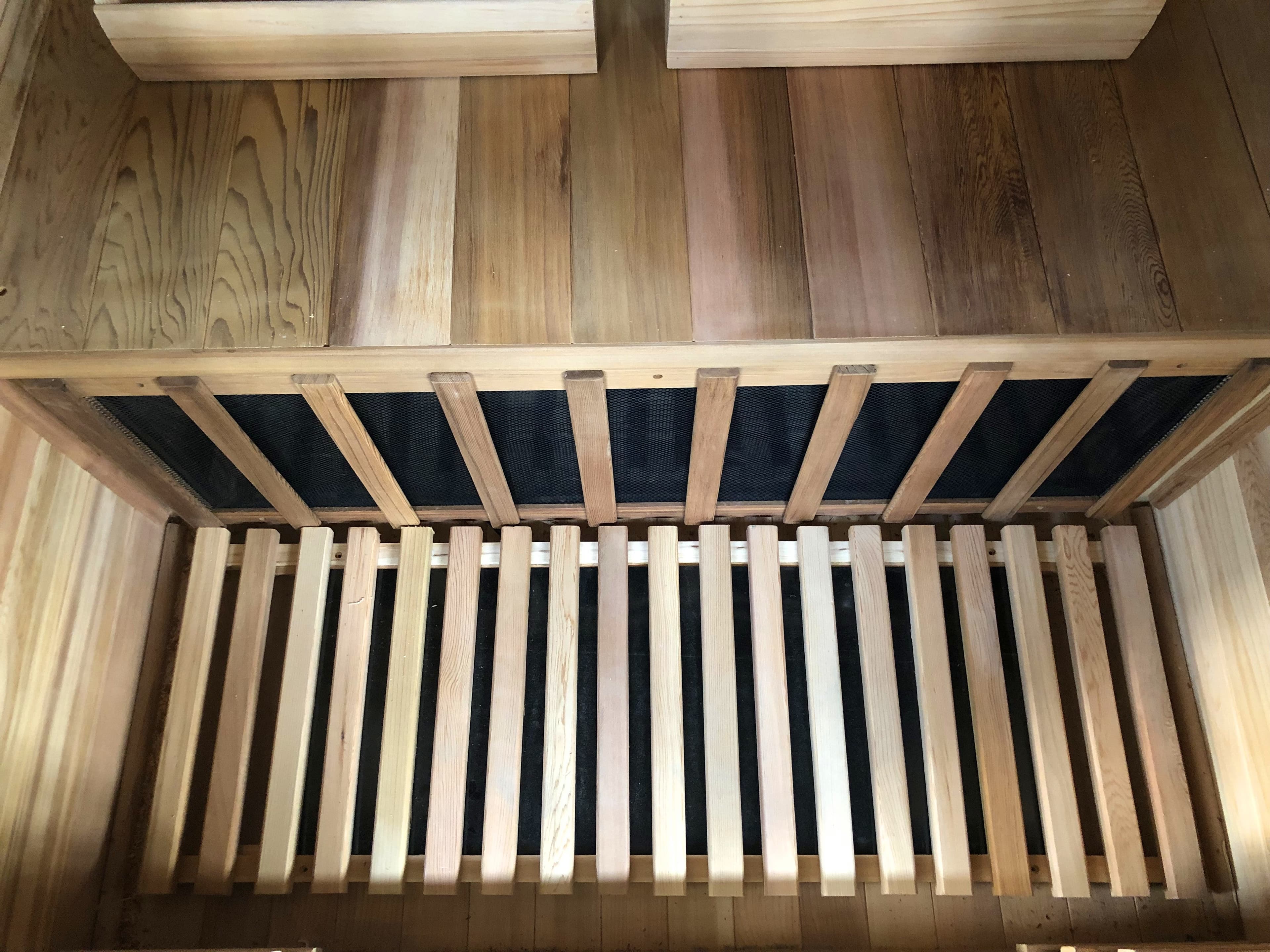SunRay Sierra 2 Person Infrared Cedar Sauna — interior floor and heater panels