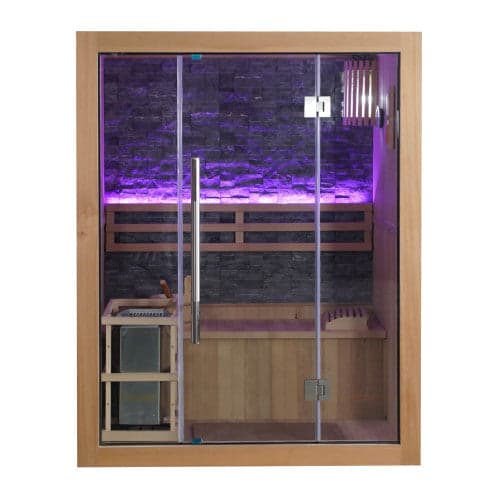 SunRay Rockledge 2-Person Luxury Indoor Traditional Sauna with 4.5kW Harvia Heater — exterior front view