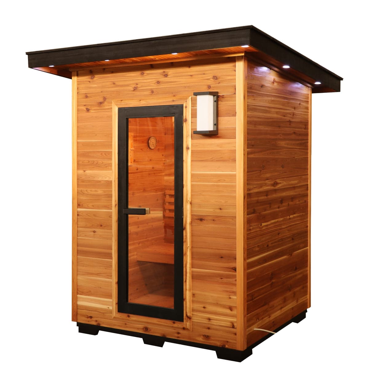 SunRay Seneca 3-Person Wet/Dry Outdoor Sauna With Harvia Heater — exterior three-quarter view