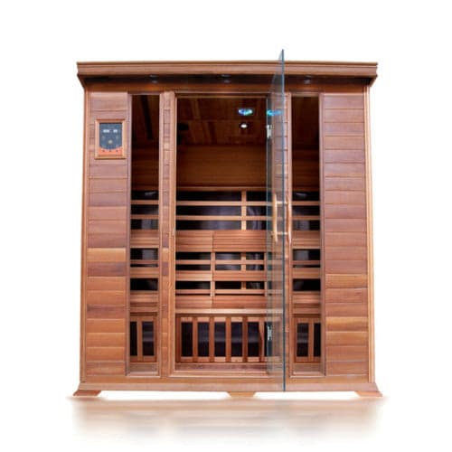 SunRay Sequoia 4 Person Infrared Cedar Sauna — exterior front view