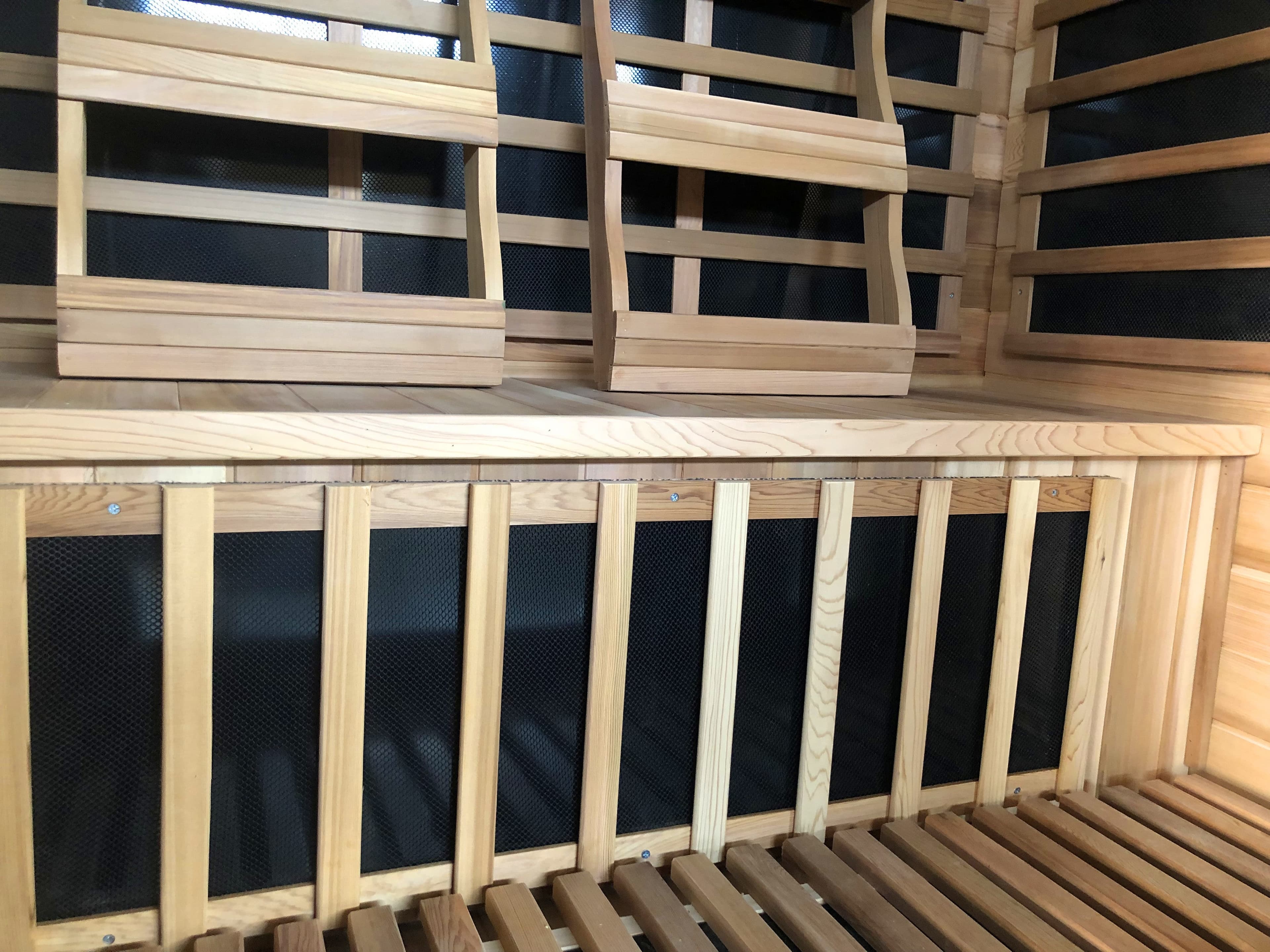 SunRay Sequoia 4 Person Infrared Cedar Sauna — bench and backrest interior