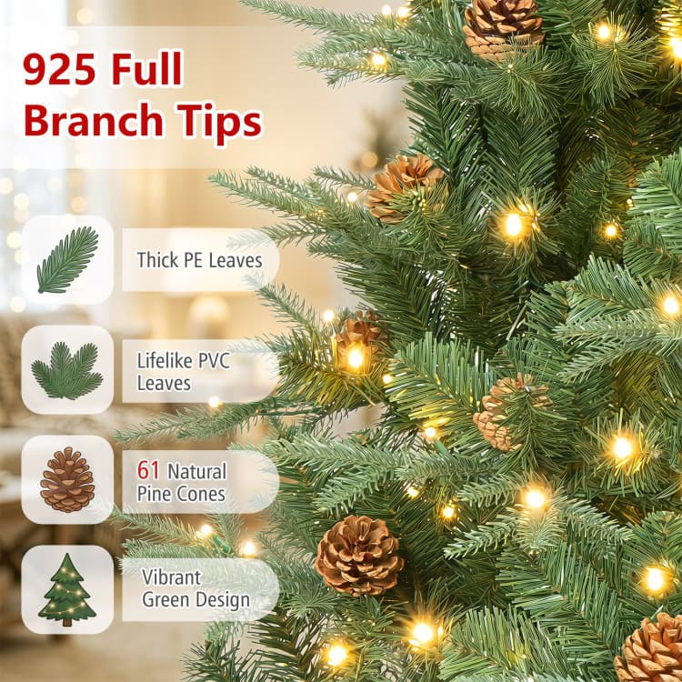 7 ft Pre-lit Pine Cone Christmas Tree — product detail 7