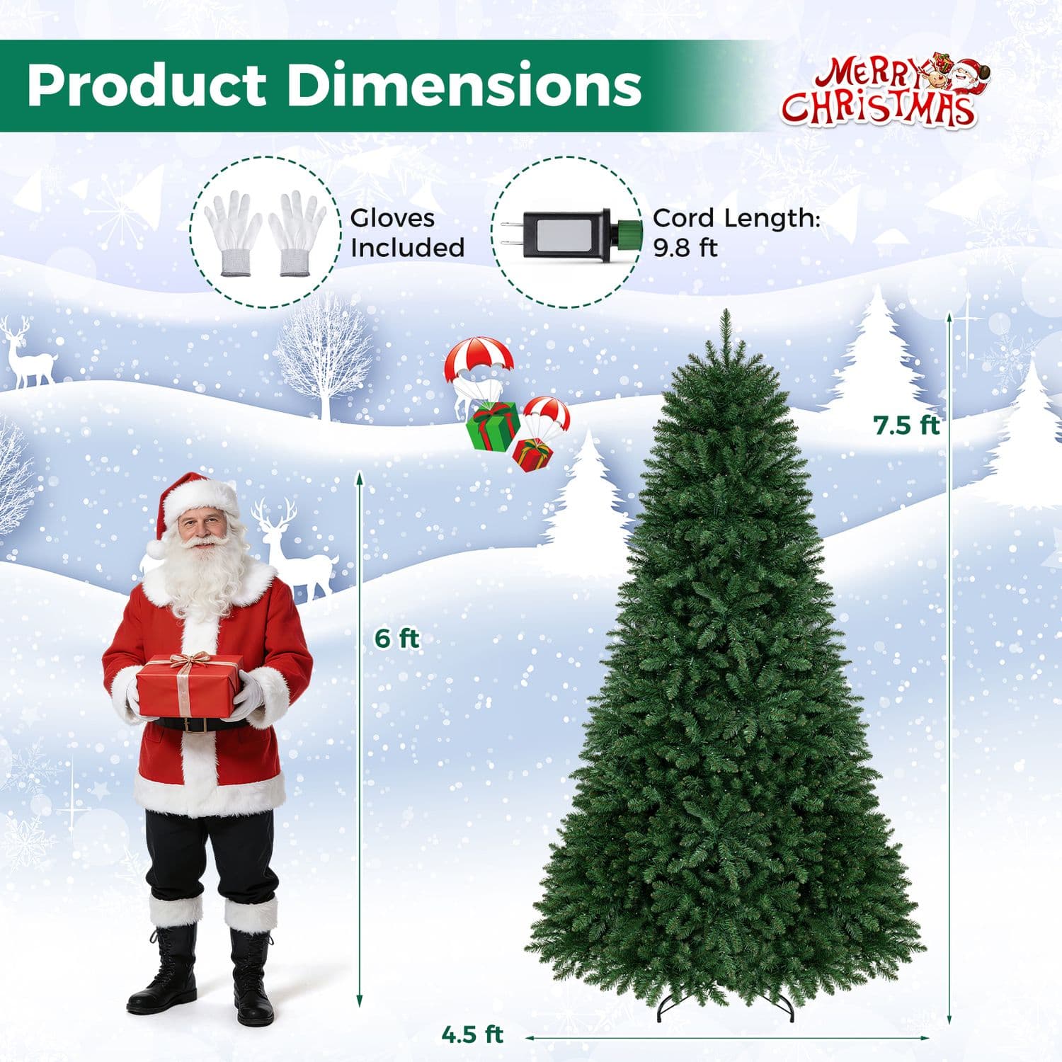 7.5 ft Fir Tree with 700 Warm White LEDs — product detail 4