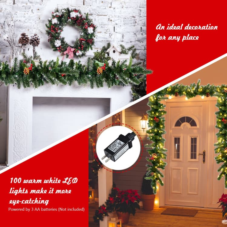 9 ft Berry Garland with 100 LEDs — product detail 2