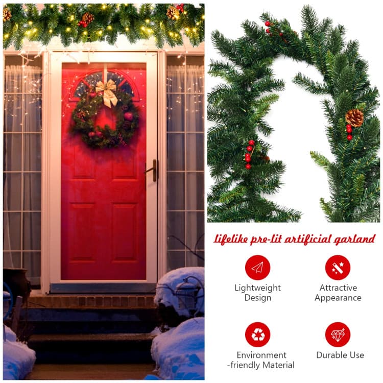 9 ft Berry Garland with 100 LEDs — product detail 11