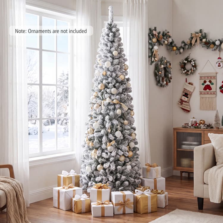 7.5 ft Unlit Snow-flocked Pencil Tree — product detail 1