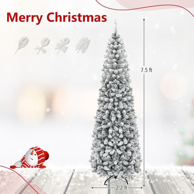 7.5 ft Unlit Snow-flocked Pencil Tree — product detail 4