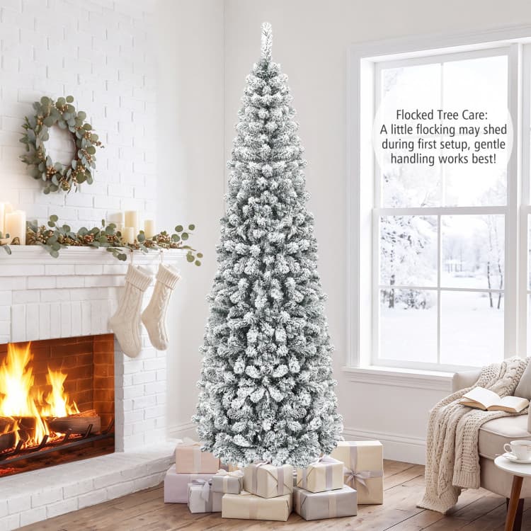 7.5 ft Unlit Snow-flocked Pencil Tree — product detail 5
