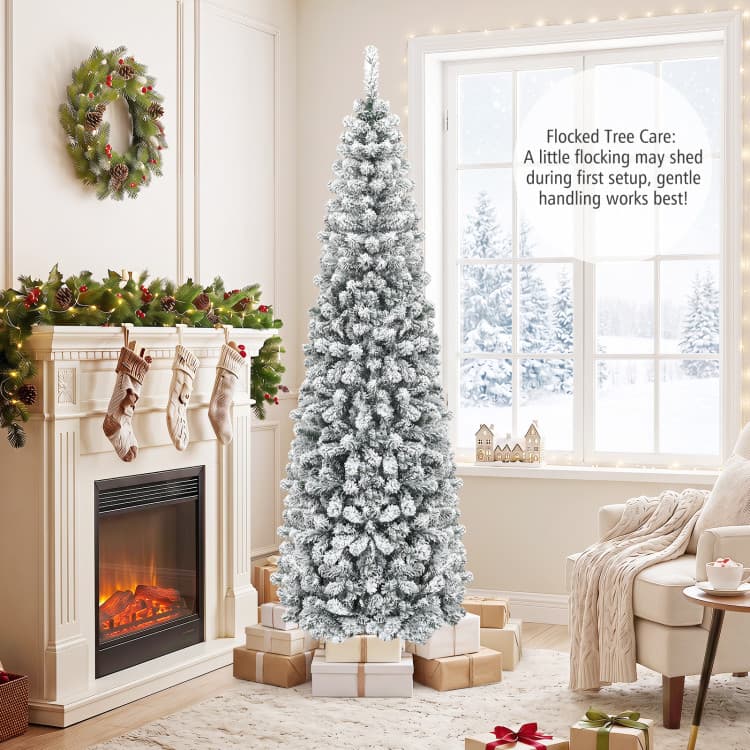 7.5 ft Unlit Snow-flocked Pencil Tree — product detail 6