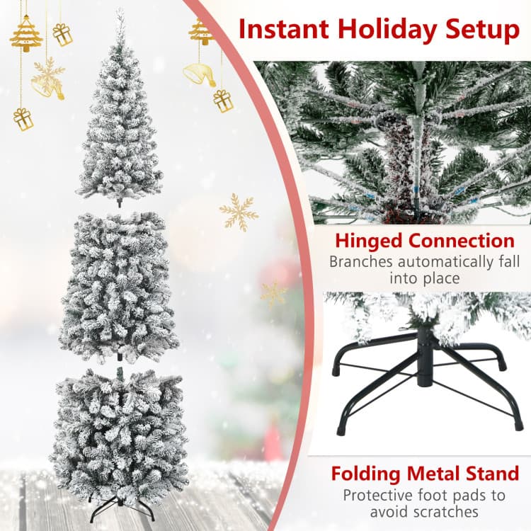 7.5 ft Unlit Snow-flocked Pencil Tree — product detail 8
