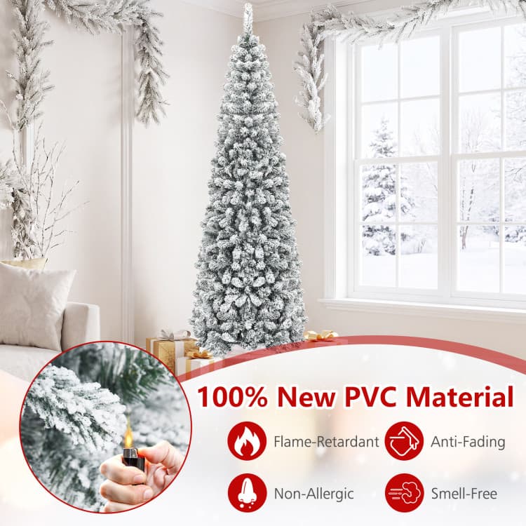 7.5 ft Unlit Snow-flocked Pencil Tree — product detail 9