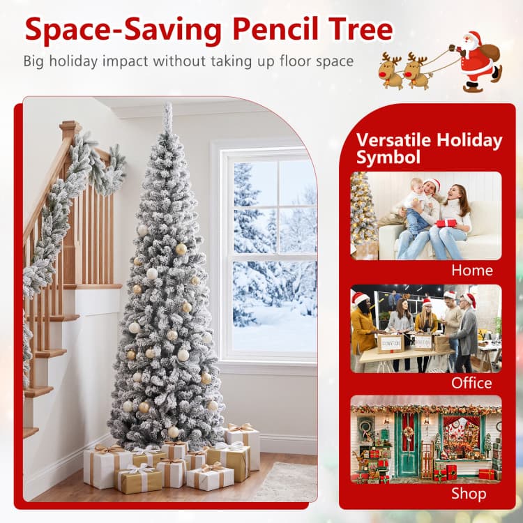 7.5 ft Unlit Snow-flocked Pencil Tree — product detail 10