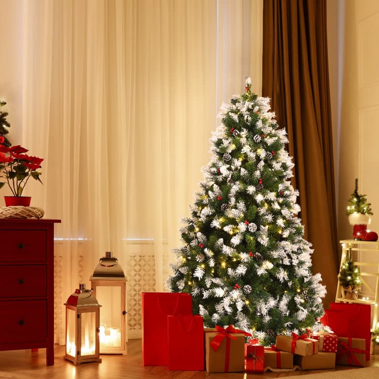 6 ft Snow-flocked Berry Tree with 250 LEDs — product detail 2