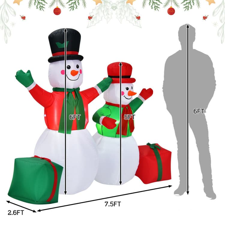 6 ft and 5 ft Inflatable Snowmen Set — product detail 4
