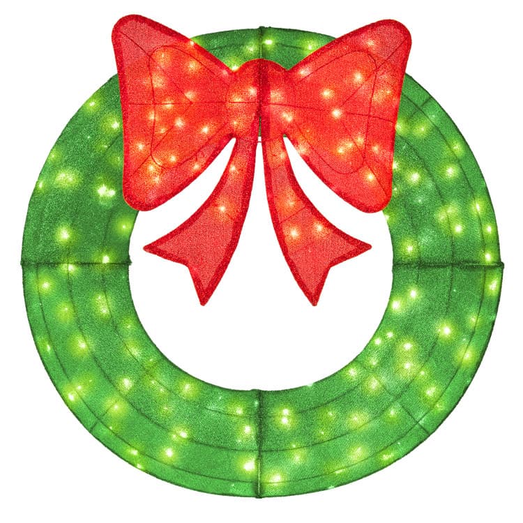48 in Green Mesh Wreath with 200 LEDs — product detail 1