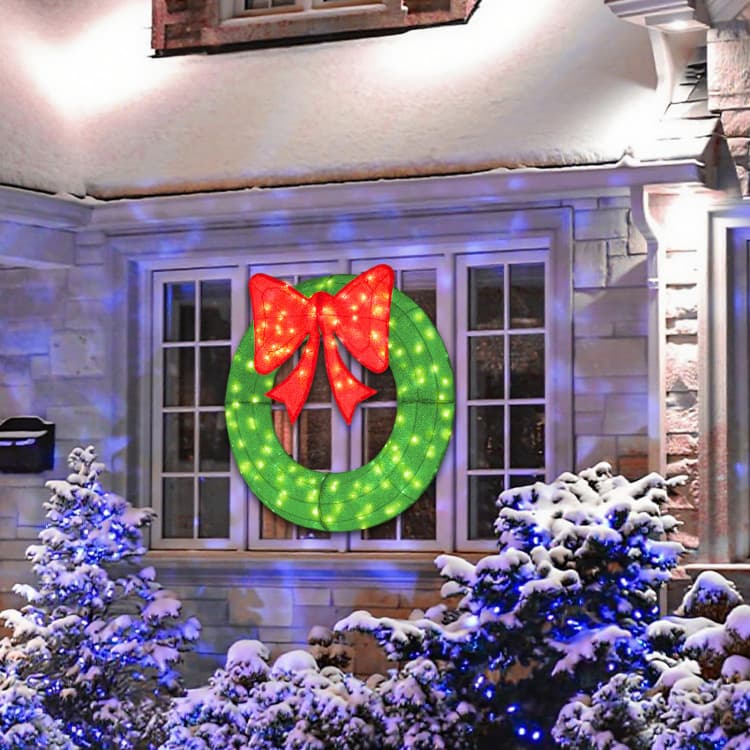 48 in Green Mesh Wreath with 200 LEDs — product detail 3