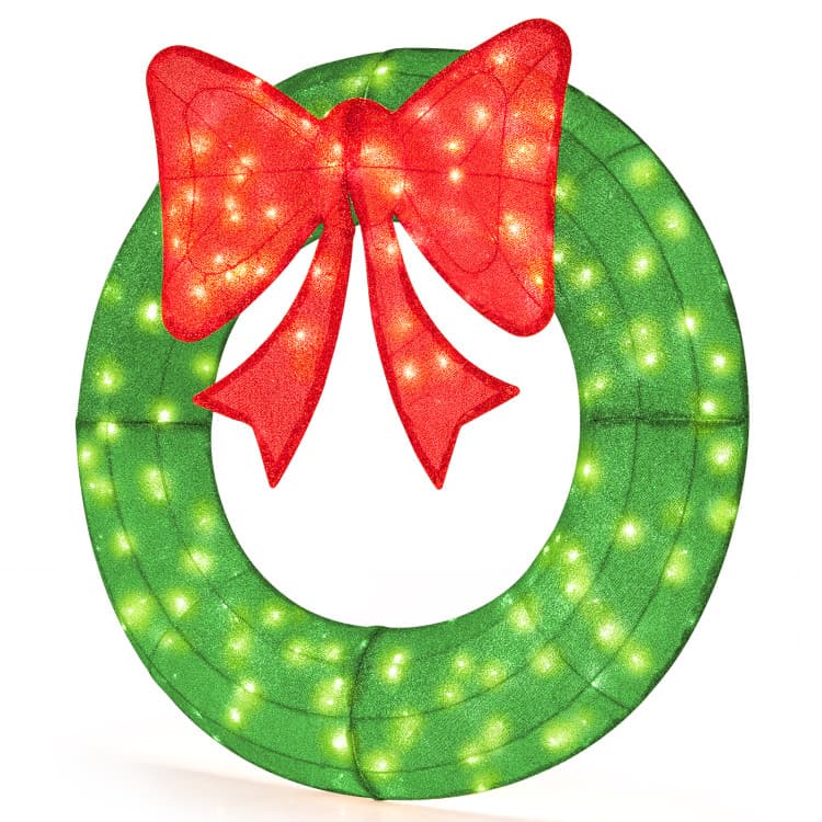 48 in Green Mesh Wreath with 200 LEDs — product detail 4