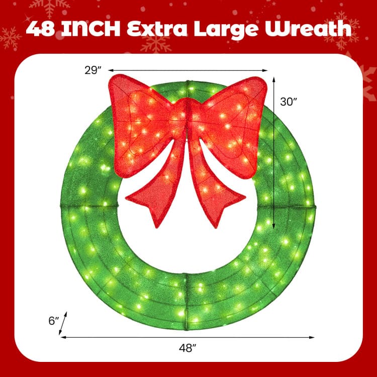 48 in Green Mesh Wreath with 200 LEDs — product detail 5