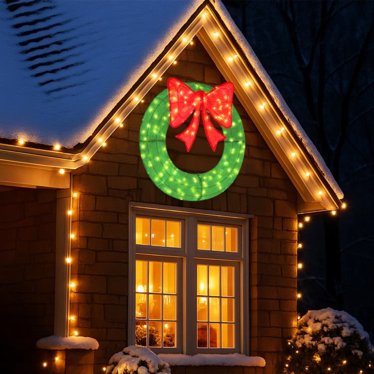 48 in Green Mesh Wreath with 200 LEDs — product detail 7