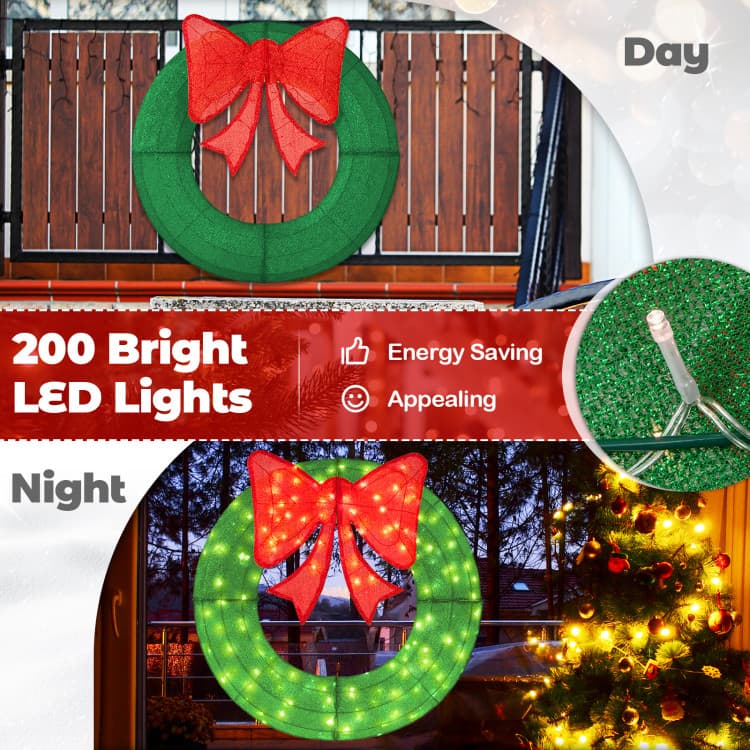 48 in Green Mesh Wreath with 200 LEDs — product detail 8