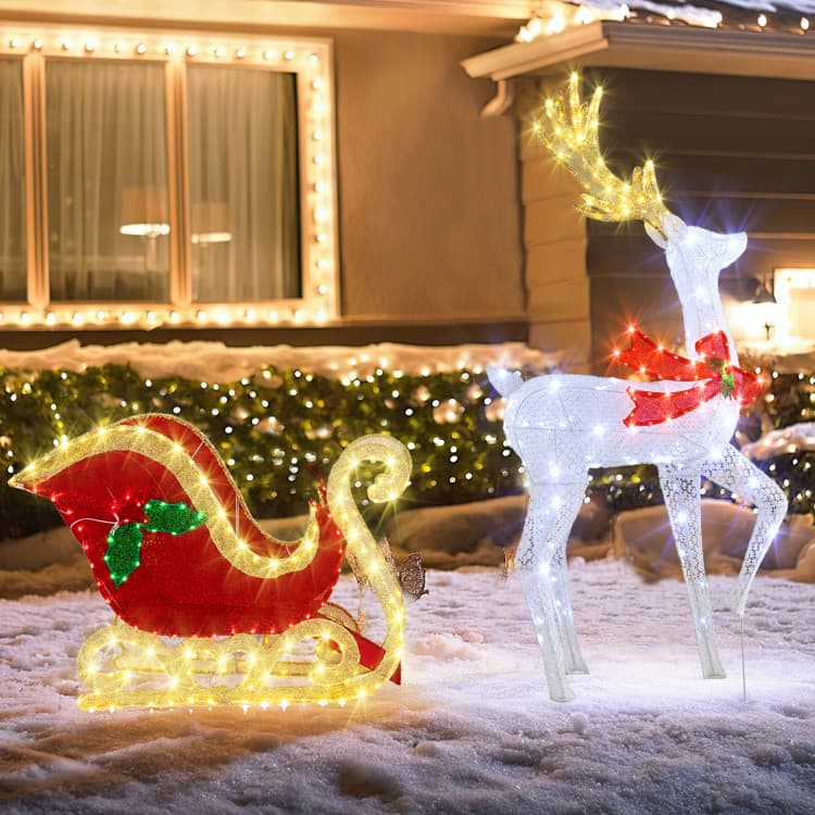 Lighted Reindeer and Sleigh with 462 LEDs — product detail 1
