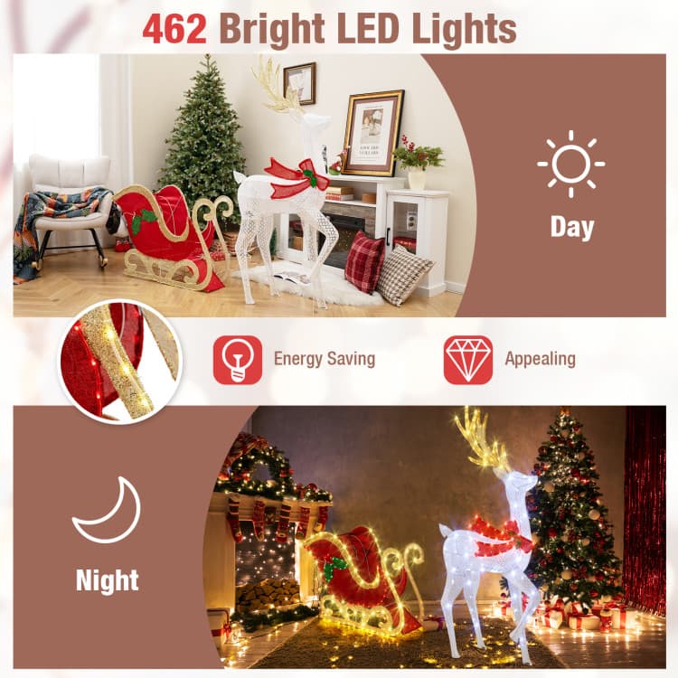 Lighted Reindeer and Sleigh with 462 LEDs — product detail 5
