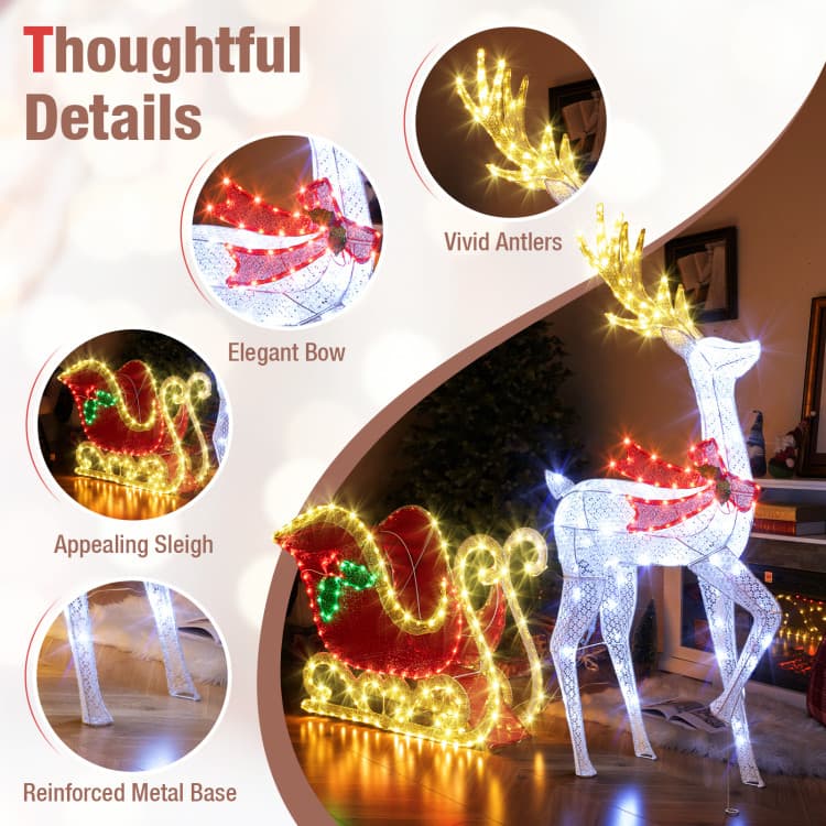 Lighted Reindeer and Sleigh with 462 LEDs — product detail 8