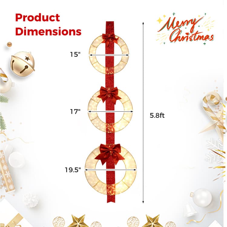 Trio of Lighted Wreaths with Red Bows — dimensions 4
