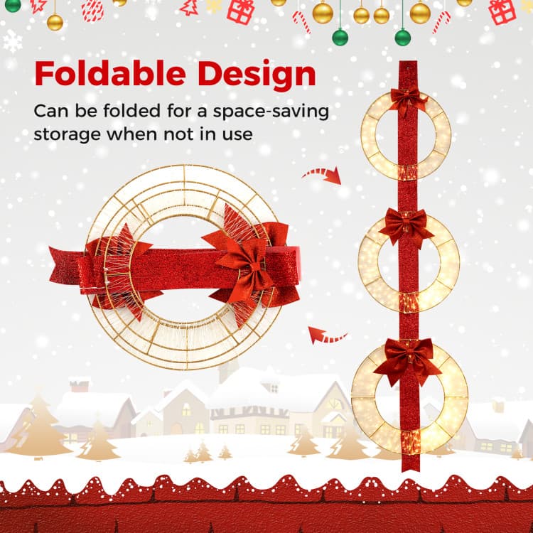 Trio of Lighted Wreaths with Red Bows — product detail 8