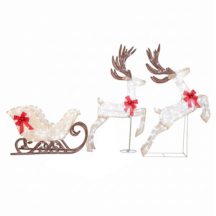 White Lighted Reindeer and Sleigh Trio — product detail 2