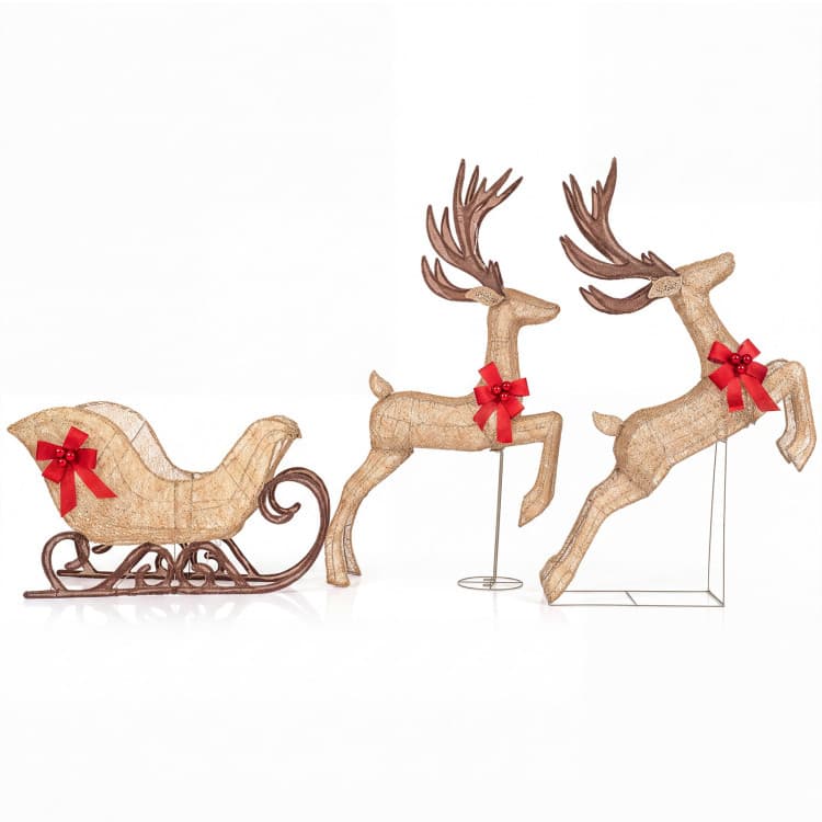 White Lighted Reindeer and Sleigh Trio — product detail 3